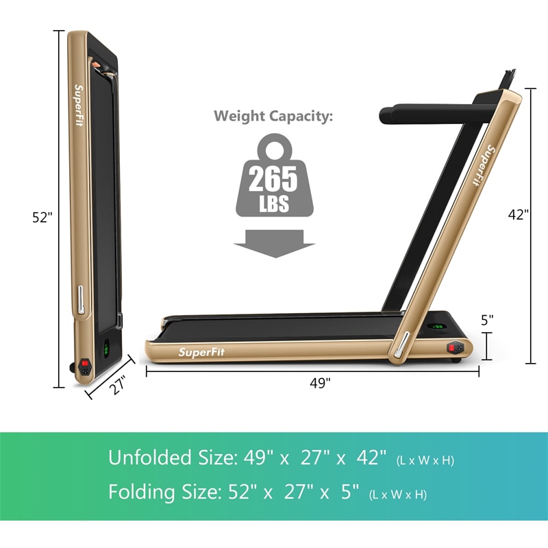 2 in 1 Folding Electric Treadmill 2.25HP Superfit Under Desk Treadmill