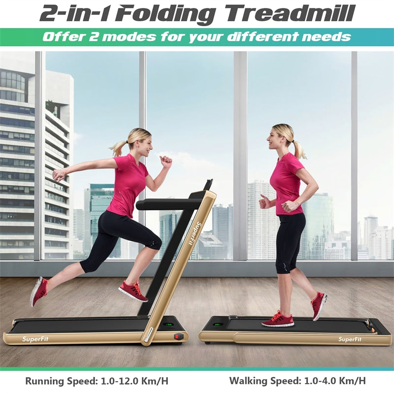 2 in 1 Folding Electric Treadmill 2.25HP Superfit Under Desk Treadmill
