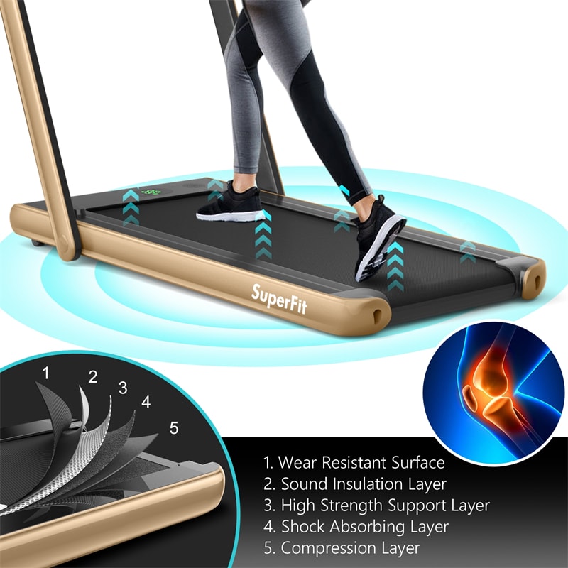 2 in 1 Folding Electric Treadmill 2.25HP Superfit Under Desk Treadmill