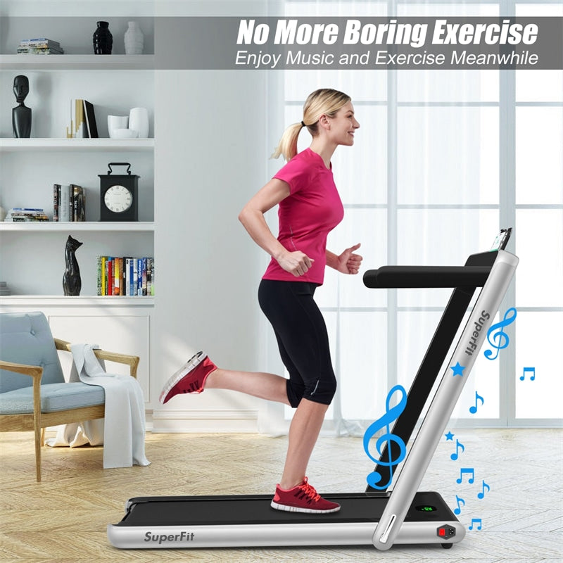2 in 1 Folding Electric Treadmill 2.25HP Superfit Under Desk Treadmill
