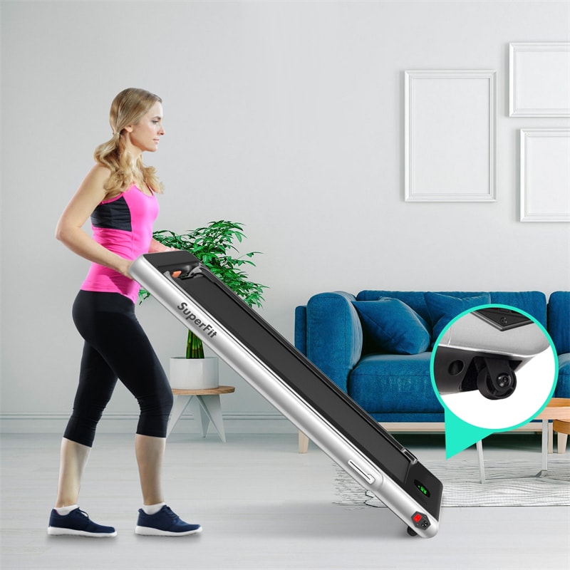 2 in 1 Folding Electric Treadmill 2.25HP Superfit Under Desk Treadmill