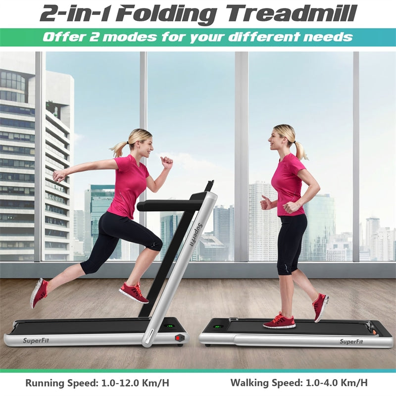 2 in 1 Folding Electric Treadmill 2.25HP Superfit Under Desk Treadmill