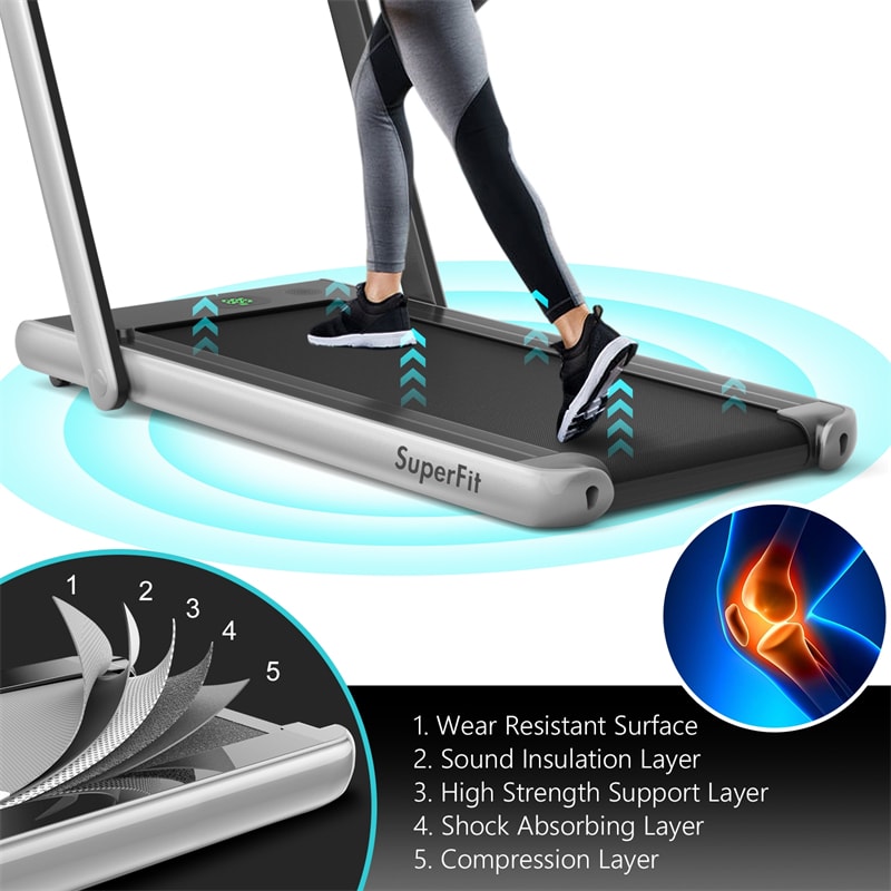 2 in 1 Folding Electric Treadmill 2.25HP Superfit Under Desk Treadmill
