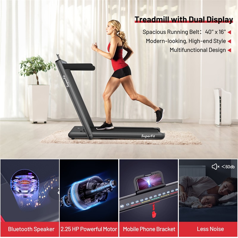 2 in 1 Folding Treadmill Electric Motorized Health Fitness