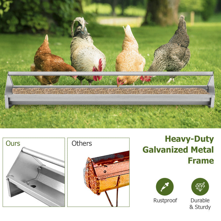 Metal Chicken Feeder Chicken Feeding Trough with Drainage Holes