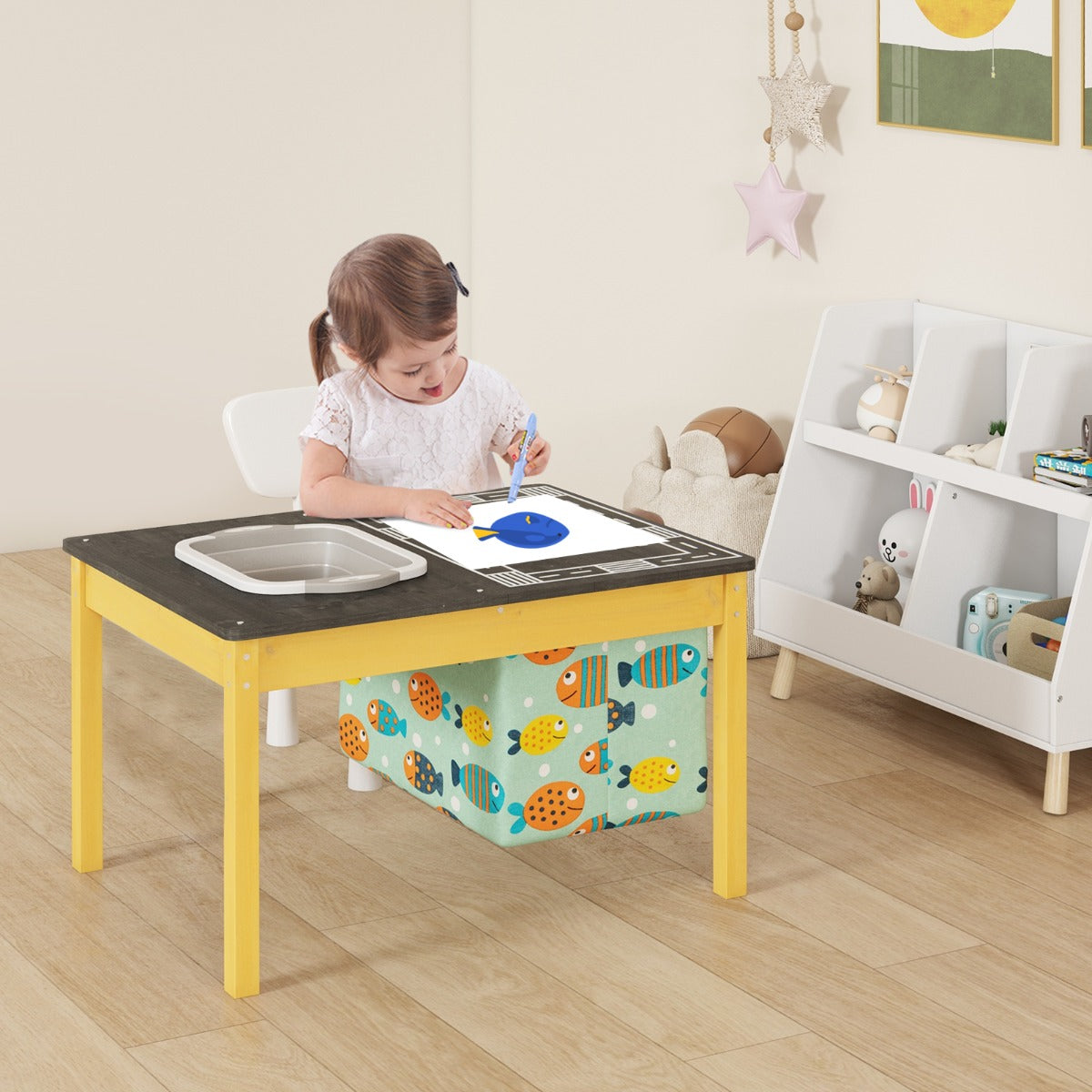 4-in-1 Kids Sand Water Activity Table with Foldable Storage Bin and Cloth Storage Bag