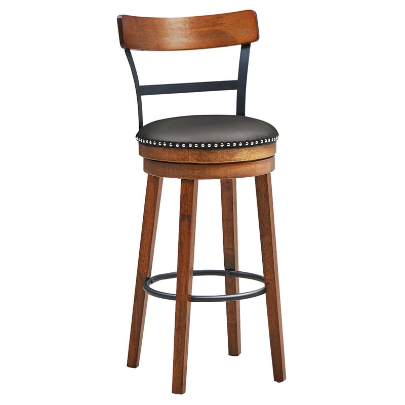 30.5" Bar Stools Set of 2 Swivel Counter Height Dining Chairs with Padded Cushion