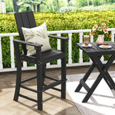 30 Inches Counter Height Bar Stool Outdoor HDPE Tall Adirondack Chair with Armrests and Footrest