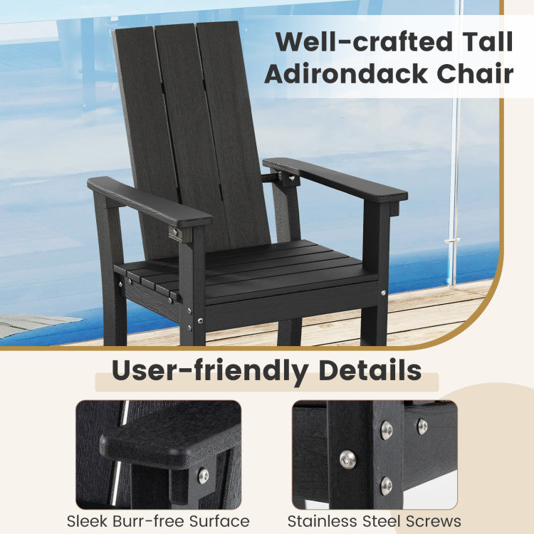 30 Inches Counter Height Bar Stool Outdoor HDPE Tall Adirondack Chair with Armrests and Footrest
