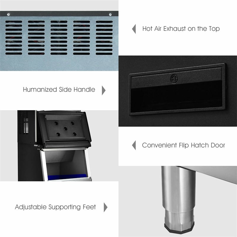 353LBS/24H Split Commercial Ice Maker Machine Full-Automatic Vertical Industrial Modular Ice Maker with 198 LBS Storage Bin