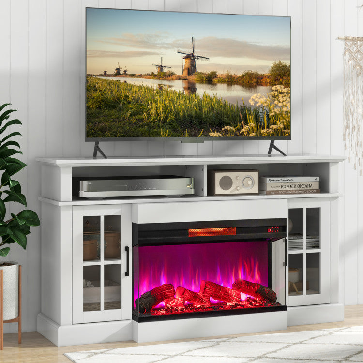 36 Inch 3 Side Glass Electric Fireplace 1500W Fireplace Heater with Remote Control and Overheat Protection