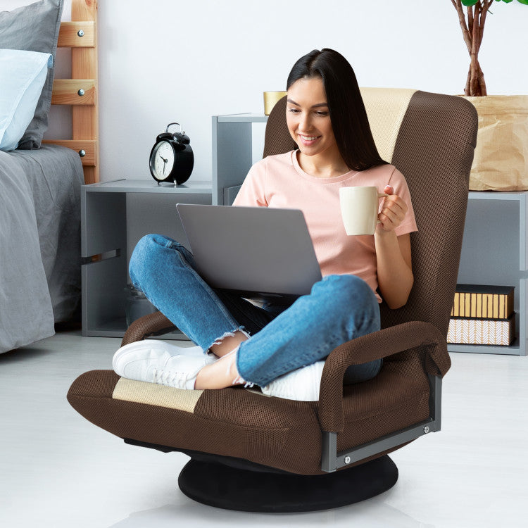 360-Degree Swivel Lazy Sofa Recliner Adjustable Folding Floor Gaming Rocker Chair with Padded Backrest and Armrests