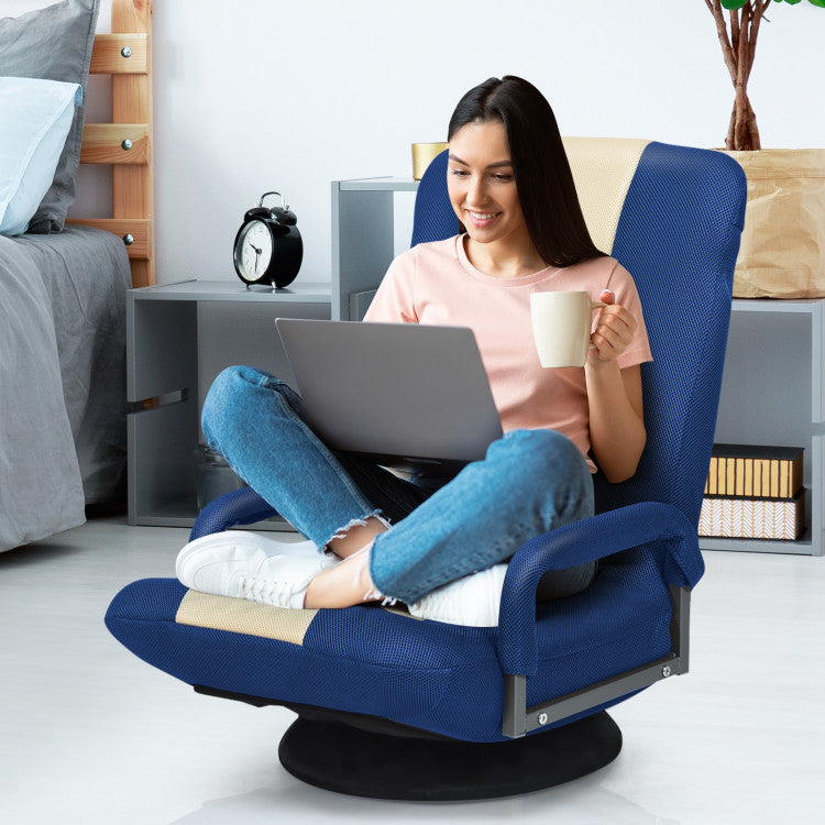 360-Degree Swivel Lazy Sofa Recliner Adjustable Folding Floor Gaming Rocker Chair with Padded Backrest and Armrests