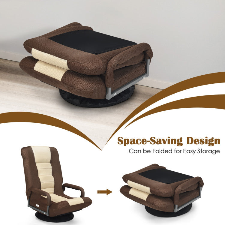 360-Degree Swivel Lazy Sofa Recliner Adjustable Folding Floor Gaming Rocker Chair with Padded Backrest and Armrests