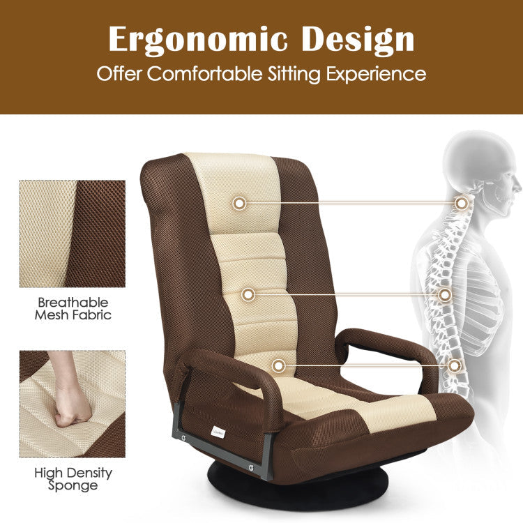360-Degree Swivel Lazy Sofa Recliner Adjustable Folding Floor Gaming Rocker Chair with Padded Backrest and Armrests