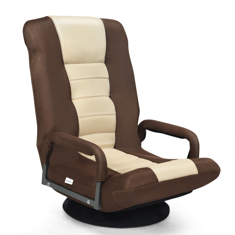 360-Degree Swivel Lazy Sofa Recliner Adjustable Folding Floor Gaming Rocker Chair with Padded Backrest and Armrests