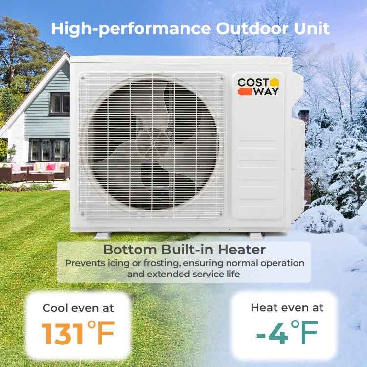 36000 BTU 4 Zone Mini Split Air Conditioner 19 SEER2 Wifi Enabled Ductless AC Unit with Heater Pump and 24H Timer