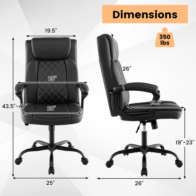 360° Swivel Executive Office Chair High Back Computer Desk Chair Managerial Chair with Padded Armrests and Thick Headrest Cushion