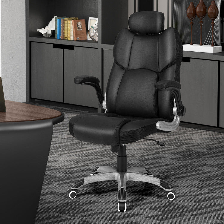360° Swivel Executive Office Chair Kneading Massage Desk Recliner with Adjustable Headrest and Removable Lumbar Support Pillow