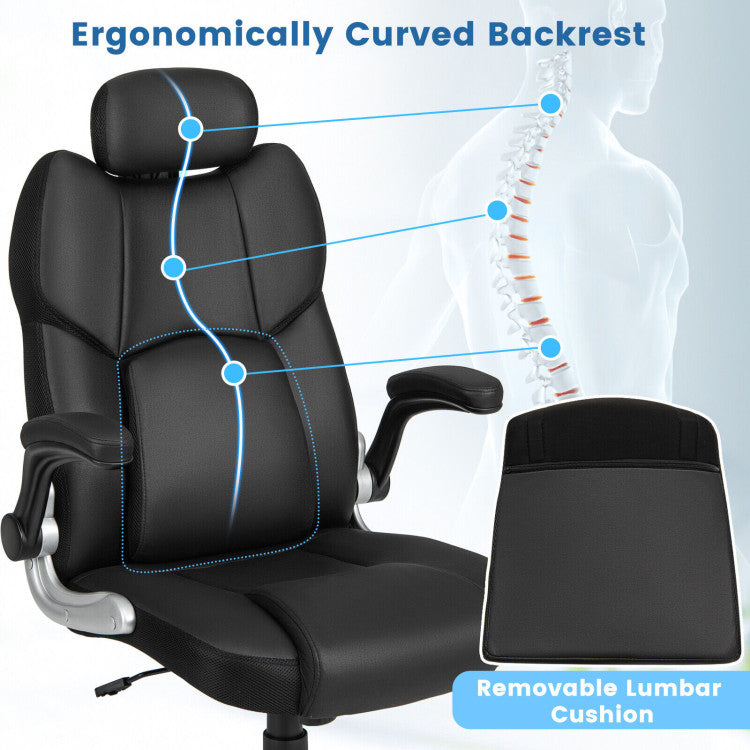 360° Swivel Executive Office Chair Kneading Massage Desk Recliner with Adjustable Headrest and Removable Lumbar Support Pillow