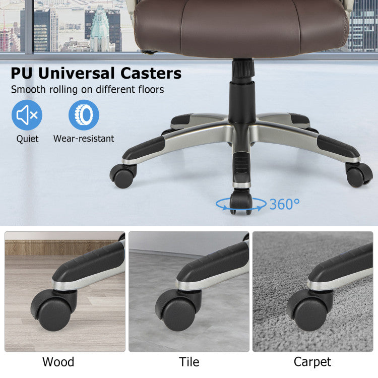 360° Swivel Office Chair PU Leather Executive Desk Chair with Adjustable Height and Wheels