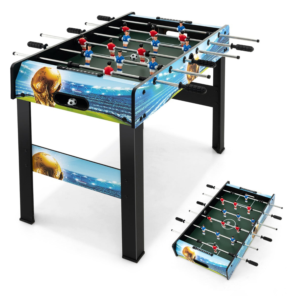 37 Inches Foosball Table with Removable Legs and 2 Balls