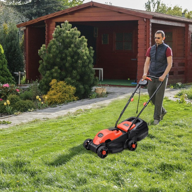 14" 12 Amp Folding Corded Electric Push Lawn Mower with Grass Bag