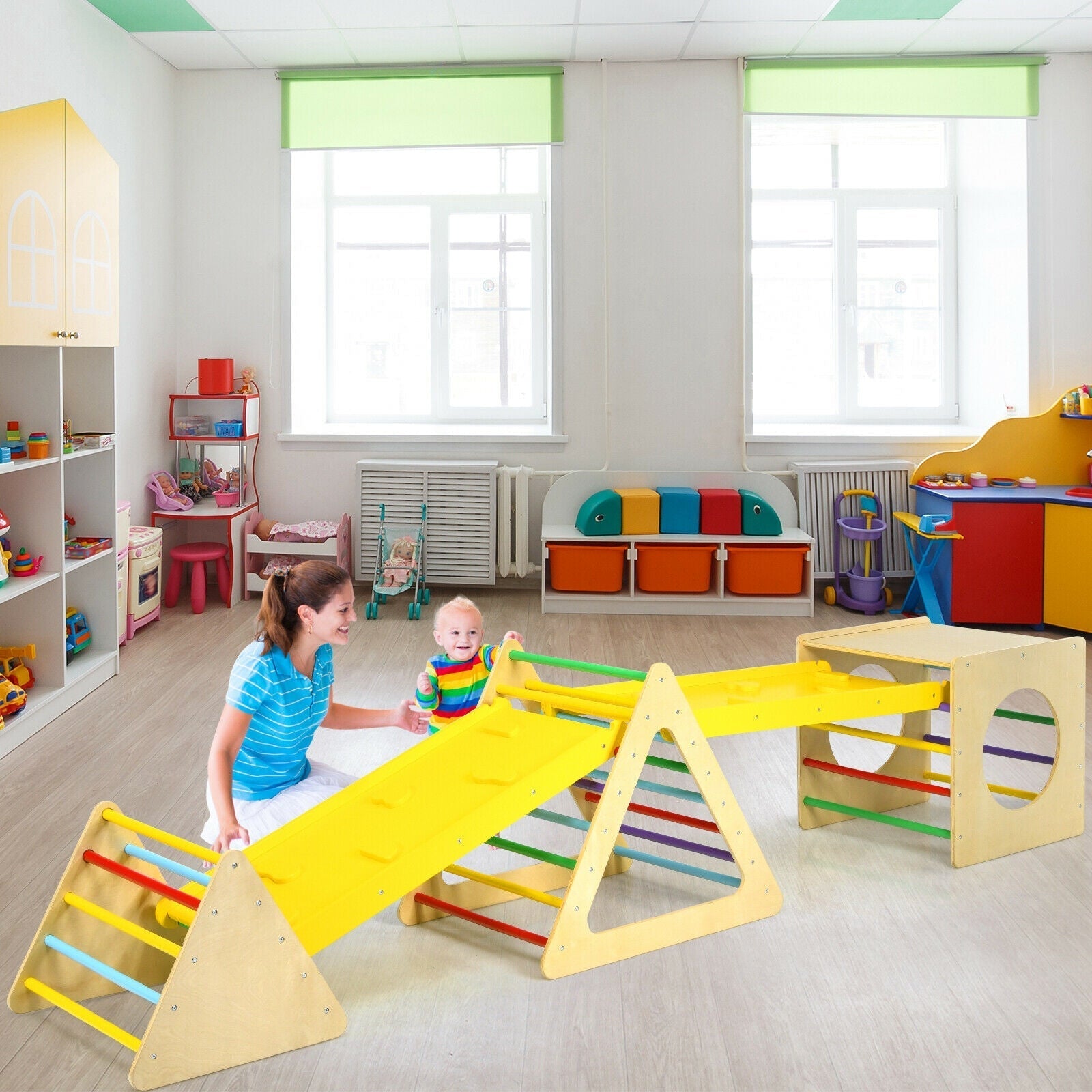 5 in 1 Toddling Kids Climbing Triangle and Cube Playing Set