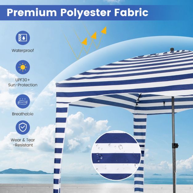 1.8 X 1.8M Foldable Beach Cabana Tent with Carrying Bag and Detachable Sidewall