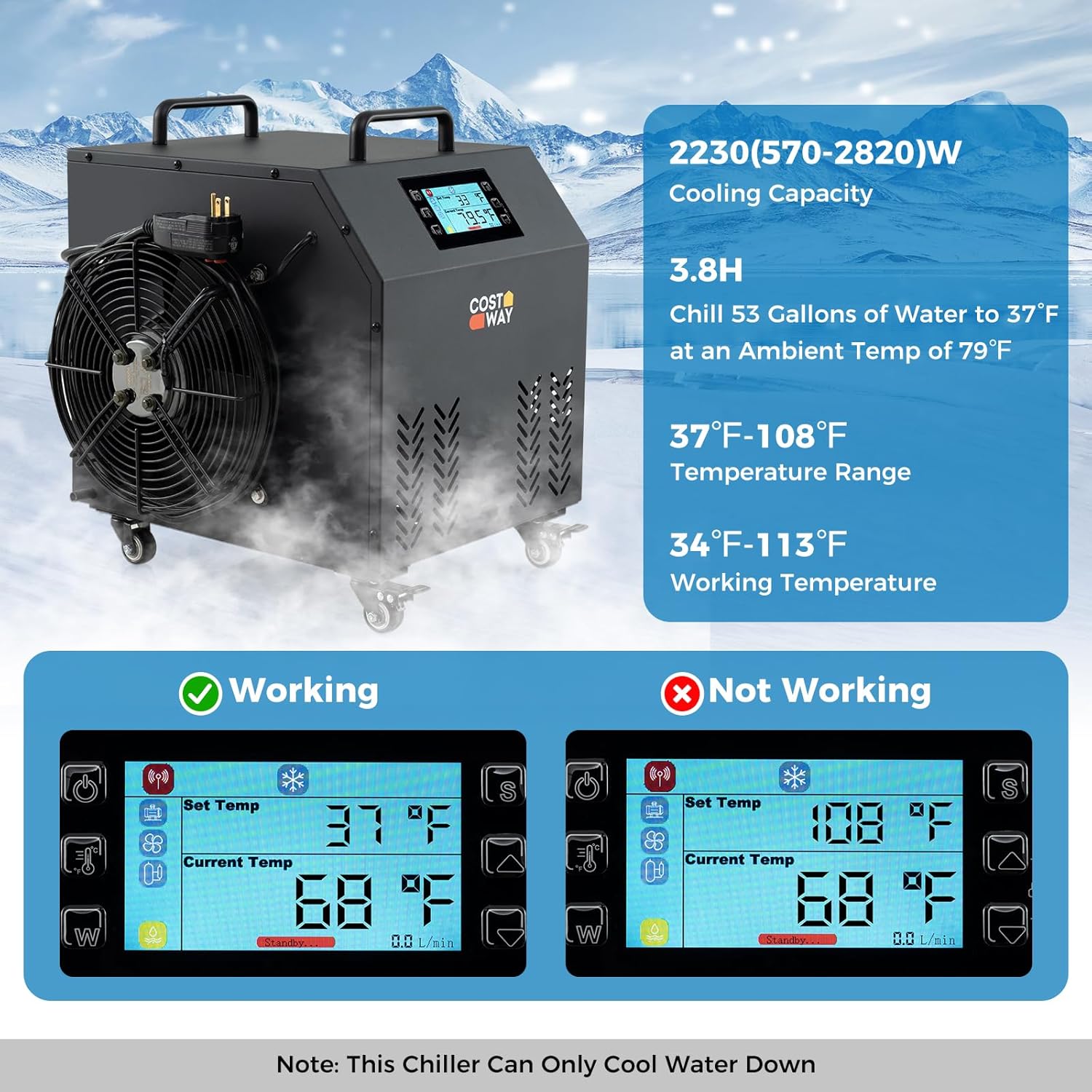 4/5 HP Ice Bath Water Chiller Cold Plunge Tub Chiller with WiFi Control, 2 Filters, Adjust Temperatures, Timers, Insulated Covers
