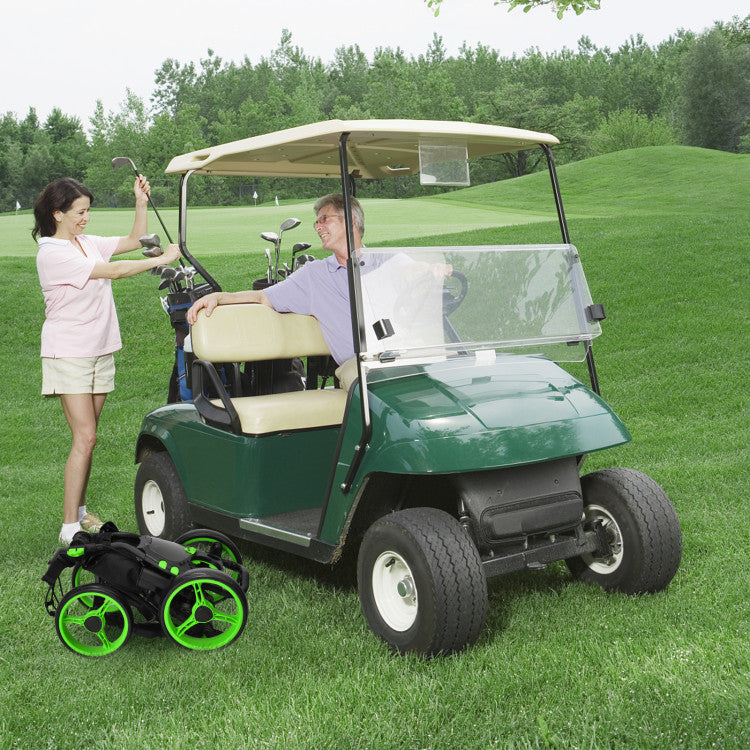 4 Wheel Golf Push Pull Cart with Foot Brake