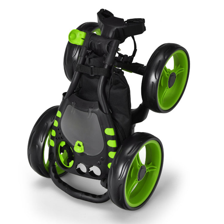 4 Wheel Golf Push Pull Cart with Foot Brake