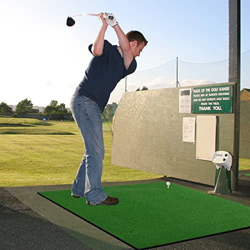 1.5 m x 1 m Golf Hitting Mat, Artificial Turf Grass Mat with 3 Rubber Golf Tees for Pros & Beginners