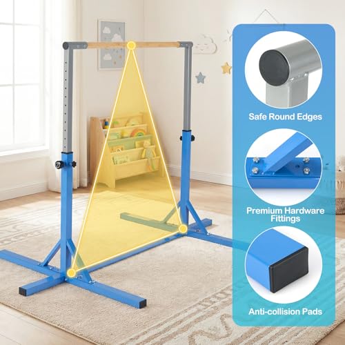 Gymnastics Bar, Adjustable Horizontal Kip Bar with 85-145 CM 12-Level Height