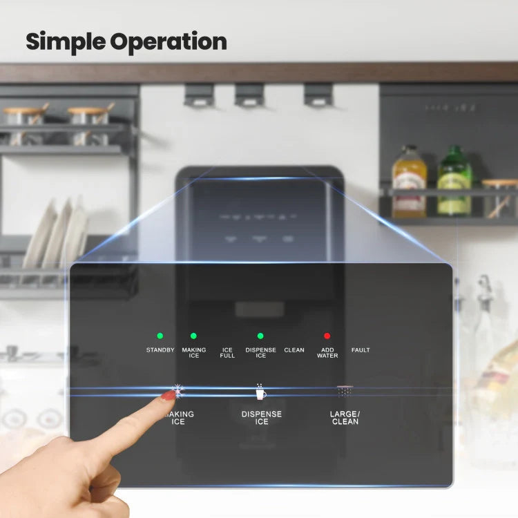 55 lbs/24H Self-Dispensing Countertop Nugget Ice Maker Portable Ice Machine with Self-cleaning Function Control Panel LED Light