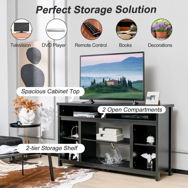 58 Inch Fireplace TV Stand Cabinet Media Entertainment Center TV Console Table with Adjustable Shelf for TVs up to 65 Inches