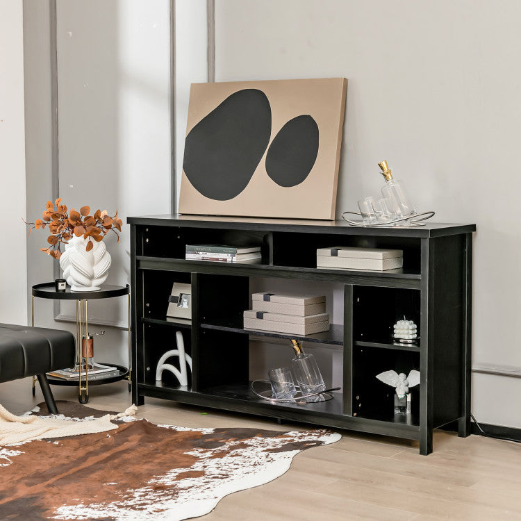 58 Inch Fireplace TV Stand Cabinet Media Entertainment Center TV Console Table with Adjustable Shelf for TVs up to 65 Inches