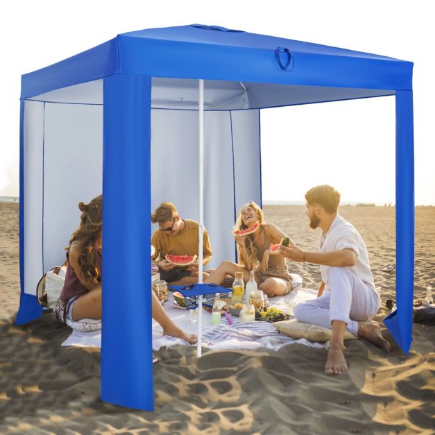 Easy Setup 2 x 2M Beach Tent with Folding Table and UPF 50+ Protection