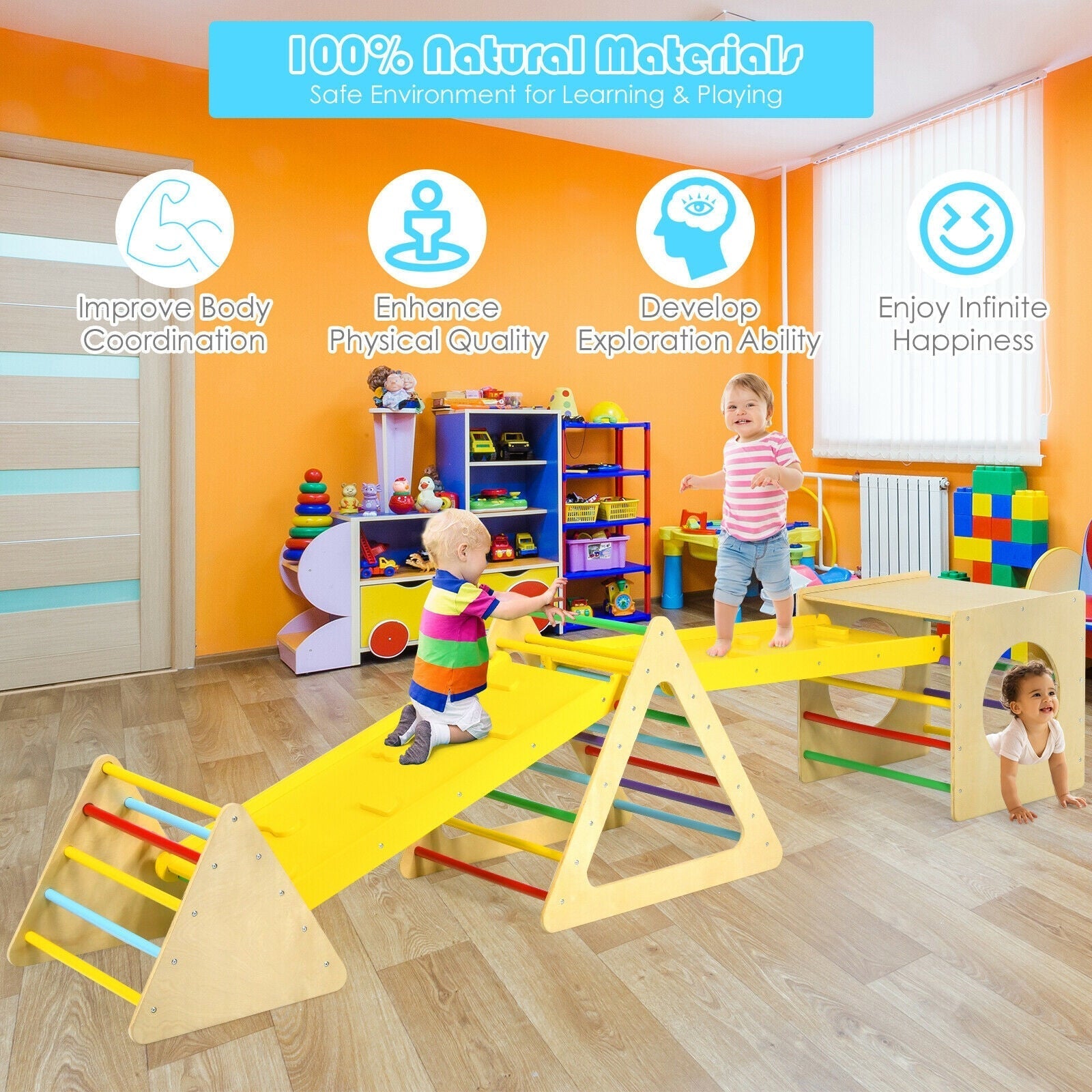5 in 1 Toddling Kids Climbing Triangle and Cube Playing Set