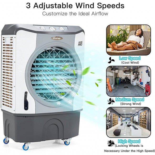 4-in-1 Portable Evaporative Air Purifier Air Cooler With 45L Tank and 3 Wind Speeds for Room Home Office