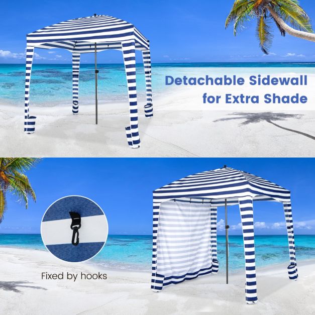 1.8 X 1.8M Foldable Beach Cabana Tent with Carrying Bag and Detachable Sidewall