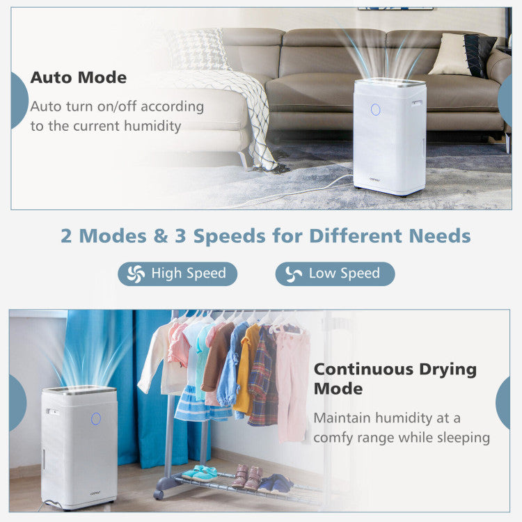 60 Pints Dehumidifier 4000 Sq. Ft Dehumidifier with 24H Timer and 3 Operating Modes for Basements Home