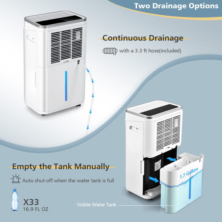 60 Pints Dehumidifier 4000 Sq. Ft Dehumidifier with 24H Timer and 3 Operating Modes for Basements Home