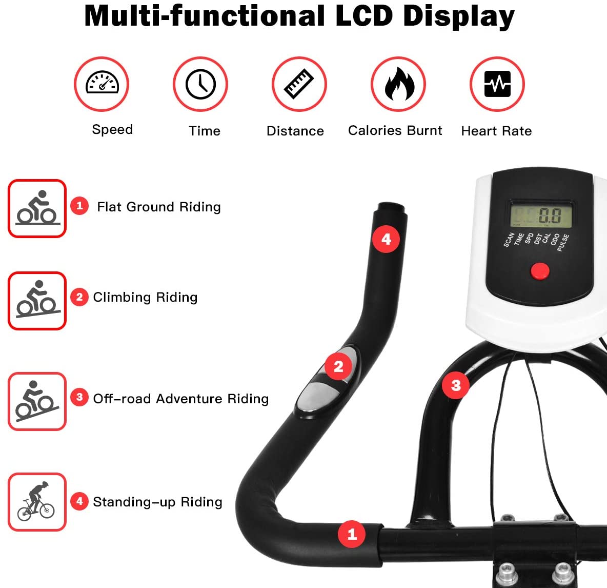 Indoor Adjustable Exercise Bike Cycling Training Bicycle with Adjustable Resistance for Cardio Fitness
