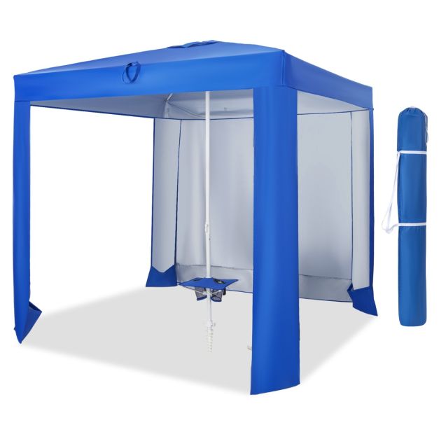 Easy Setup 2 x 2M Beach Tent with Folding Table and UPF 50+ Protection
