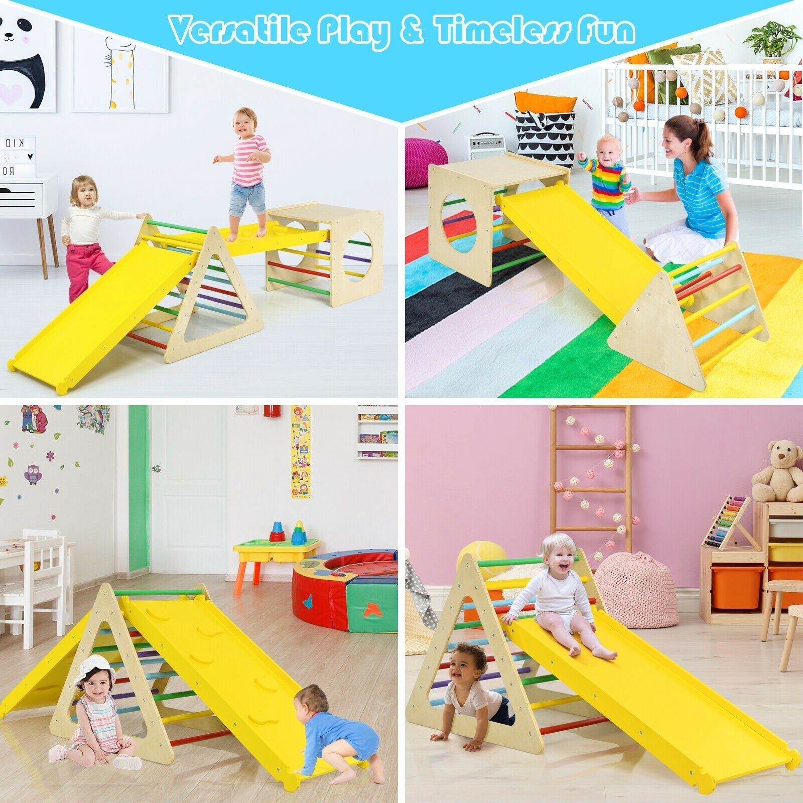 5 in 1 Toddling Kids Climbing Triangle and Cube Playing Set