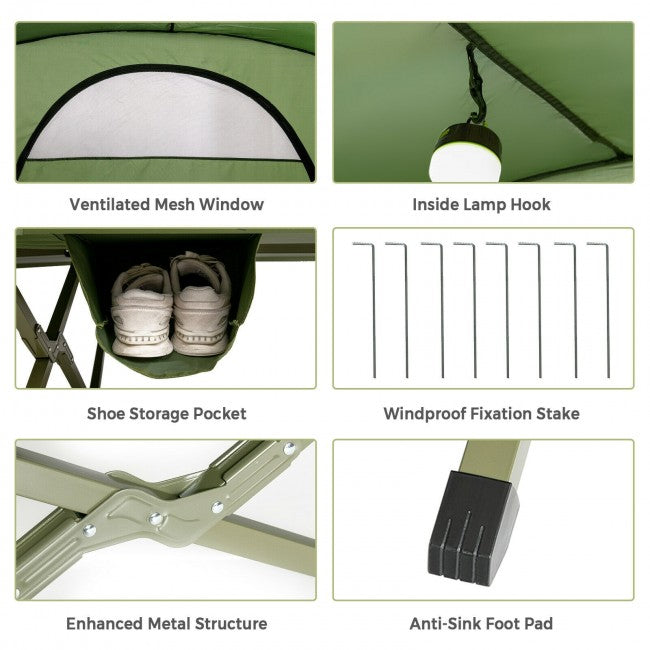 2-Person Portable Camping Tent Outdoor 4-in-1 Folding Tent with Carrying Bag