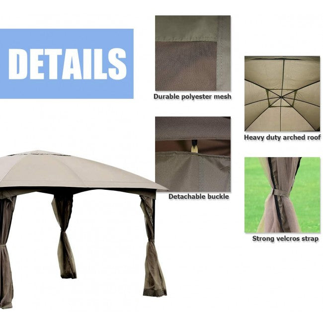 11.5 x 11.5FT Outdoor Gazebo Patio Fully Enclosed Canopy Tent with 4 Removable Netting Walls