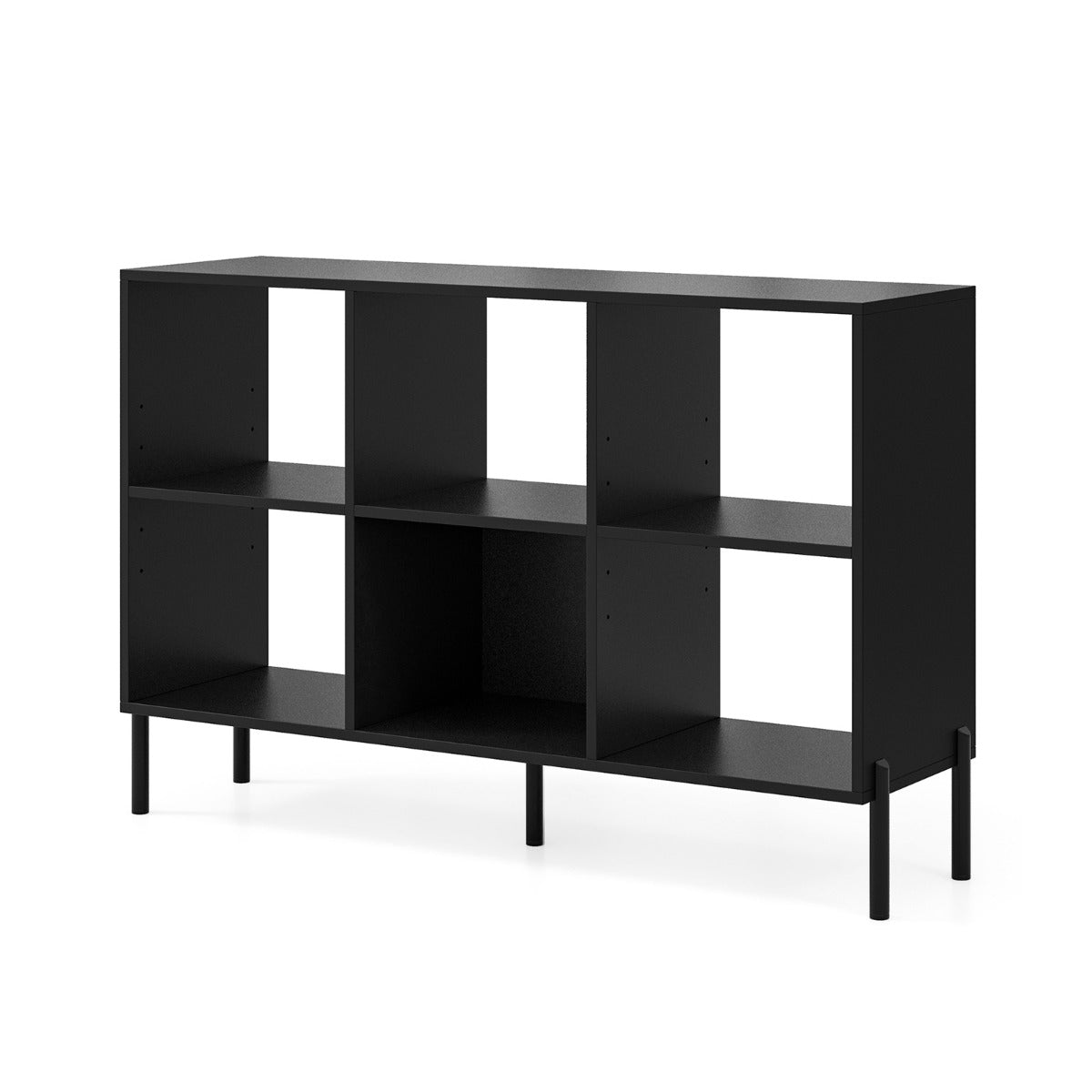 6-Cube Wooden Open Bookshelf with 5 Metal Legs