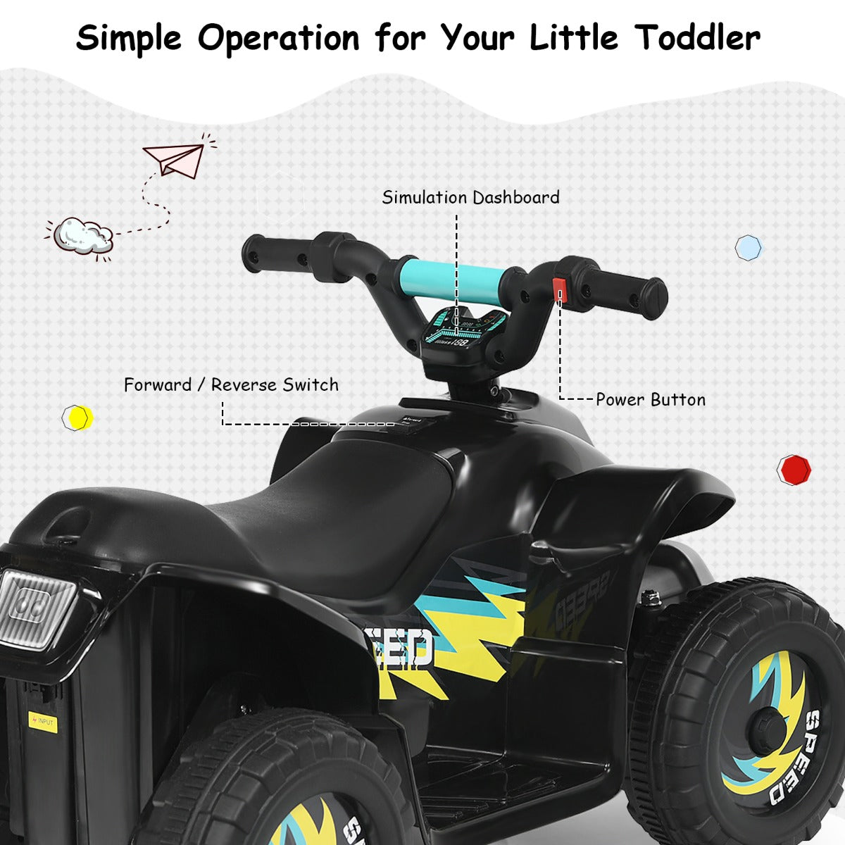 6V Kids Ride on ATV Toy Electric Quad Car with Forward/Reverse Switch